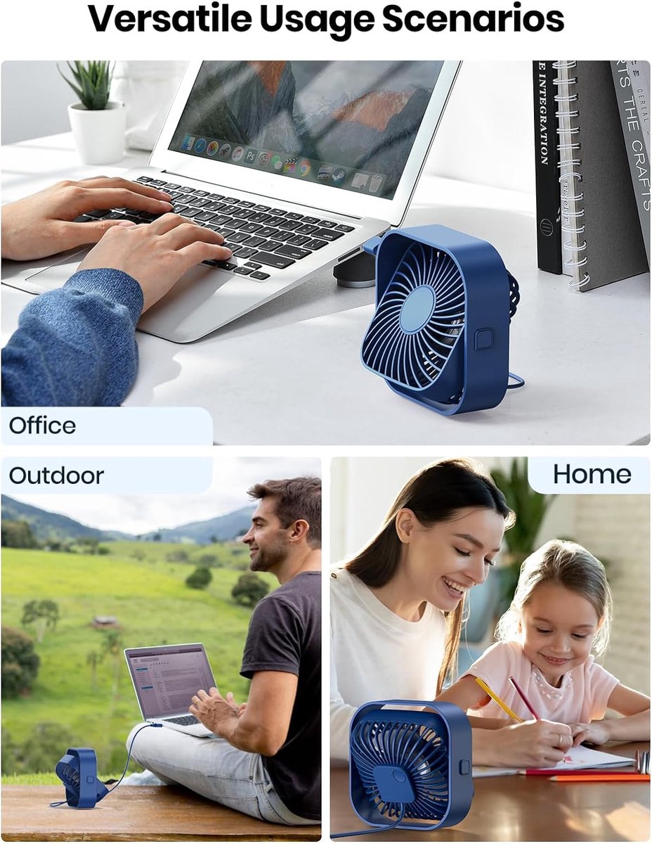 Mini ventilator - Ventilator USB – Bureau Ventilator - Tafelventilator – Stille Ventilator – Bed Ventilator- Aircooler - 360º